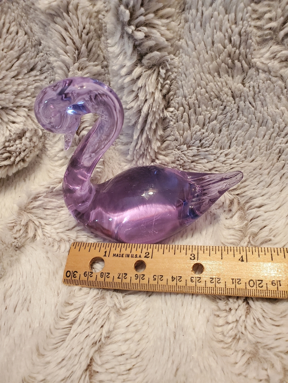 Vintage Konstglas Ronneby Sweden Lavender Purple Art Glass Swan Bird Figurine - Picture 8 of 8